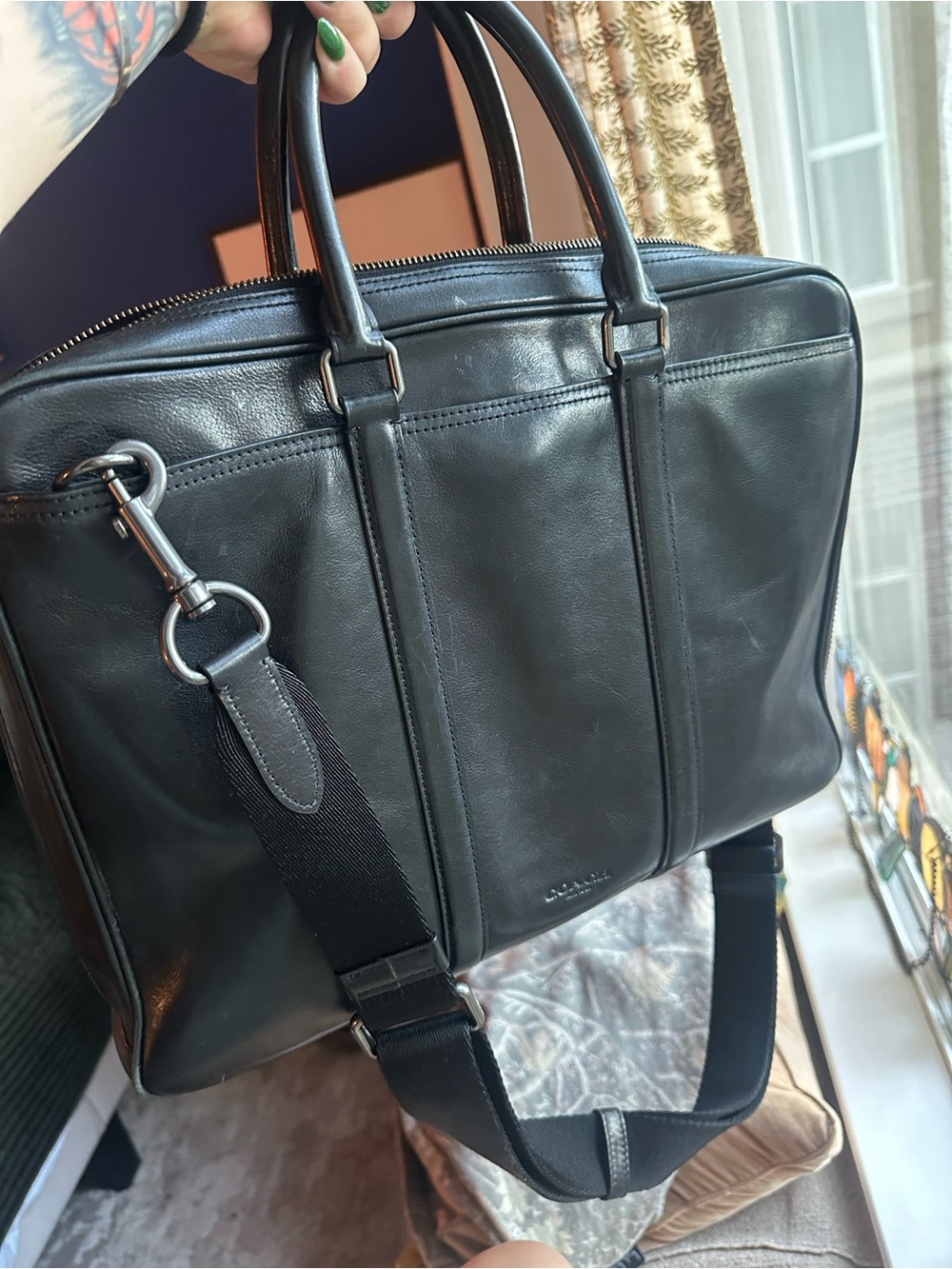 Coach Leather Briefcase Bag - Black